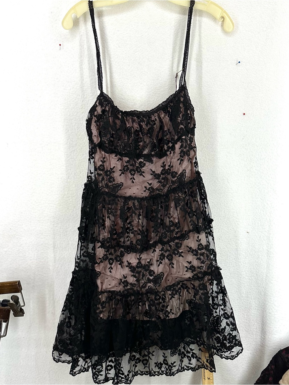 Orna Farho Paris Lace Slip Dress Women’s US 8 Black Pink NWT